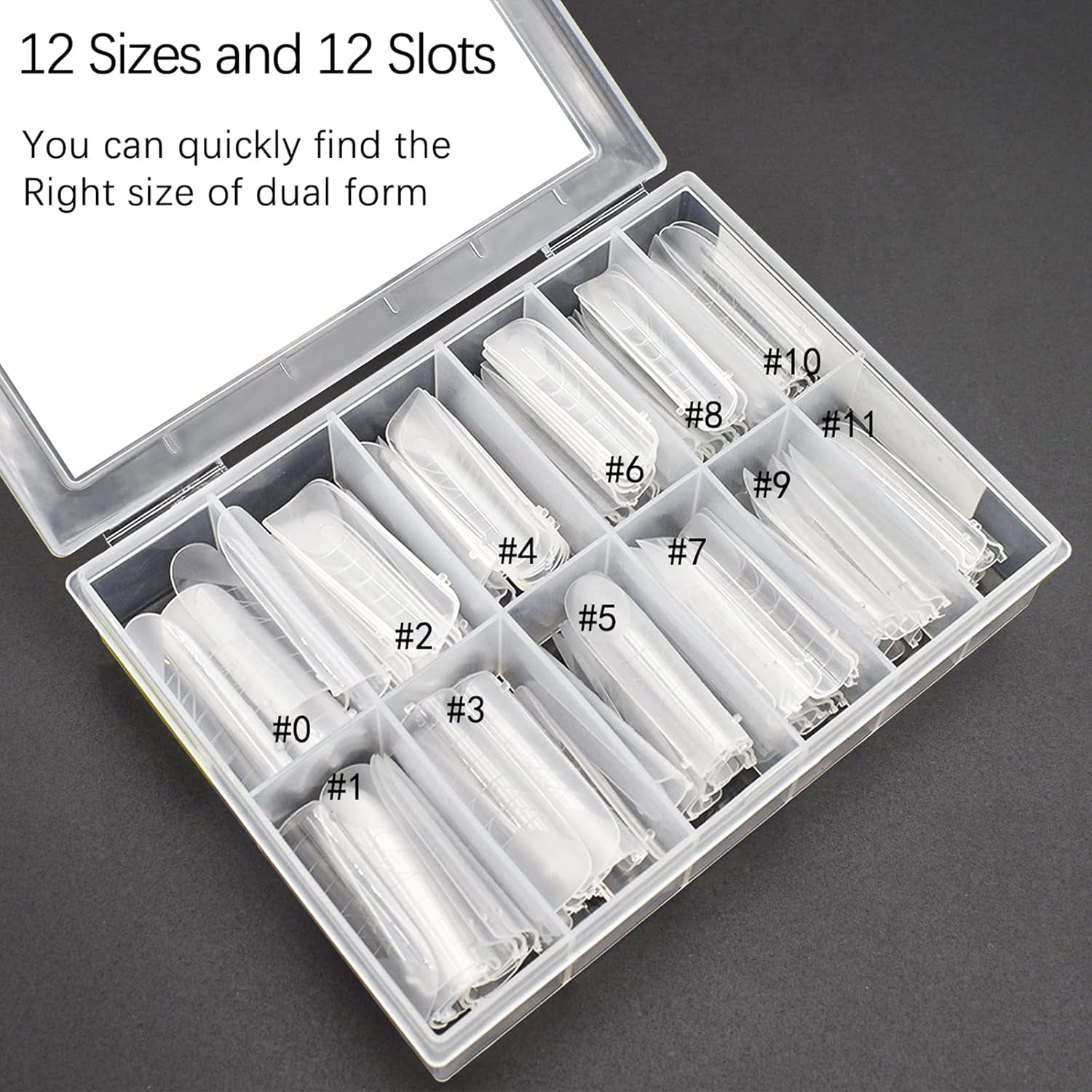 120Pcs Matte Dual Nail Forms,Square C-Curved Extension Poly Nail Gel Nail Forms Full Cover Nail Molds 12 Sizes for Solid Nail Gel Glue Nail Art Design Salon&Diy