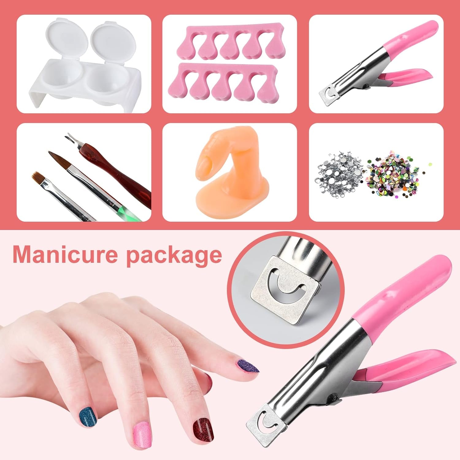 Nail Kit Set Professional Acrylic with Everything, 12 Glitter Acrylic Powder Kit Nail Art Tips Nail Art Decoration, DIY Nail Art Tool Nail Supplies Acrylic Nail Kit for Beginners (Professional)