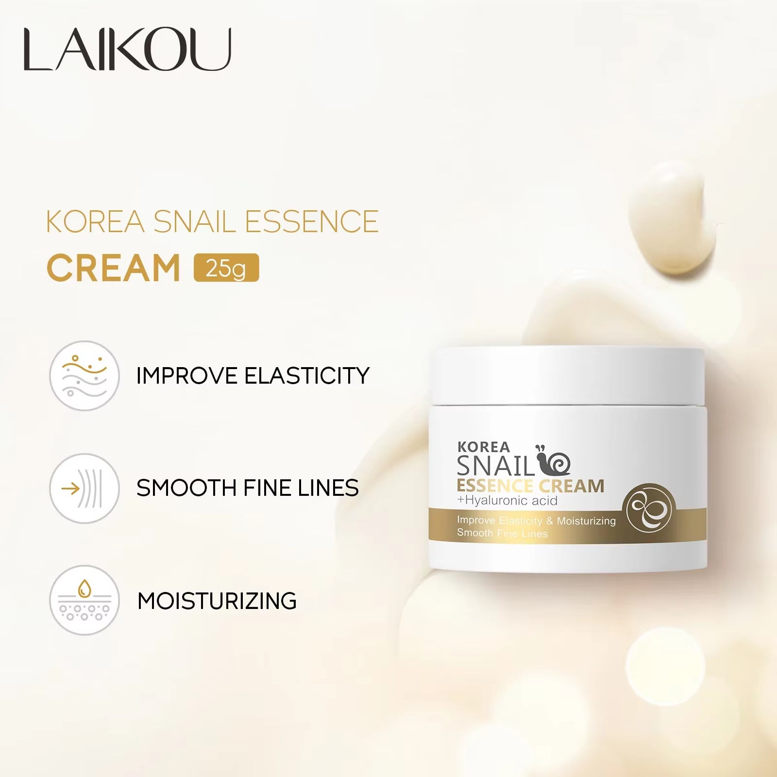 LAIKOU Snail Essence Cream 25G Hydrating and Moisturizing Skin Care Products Skin Care