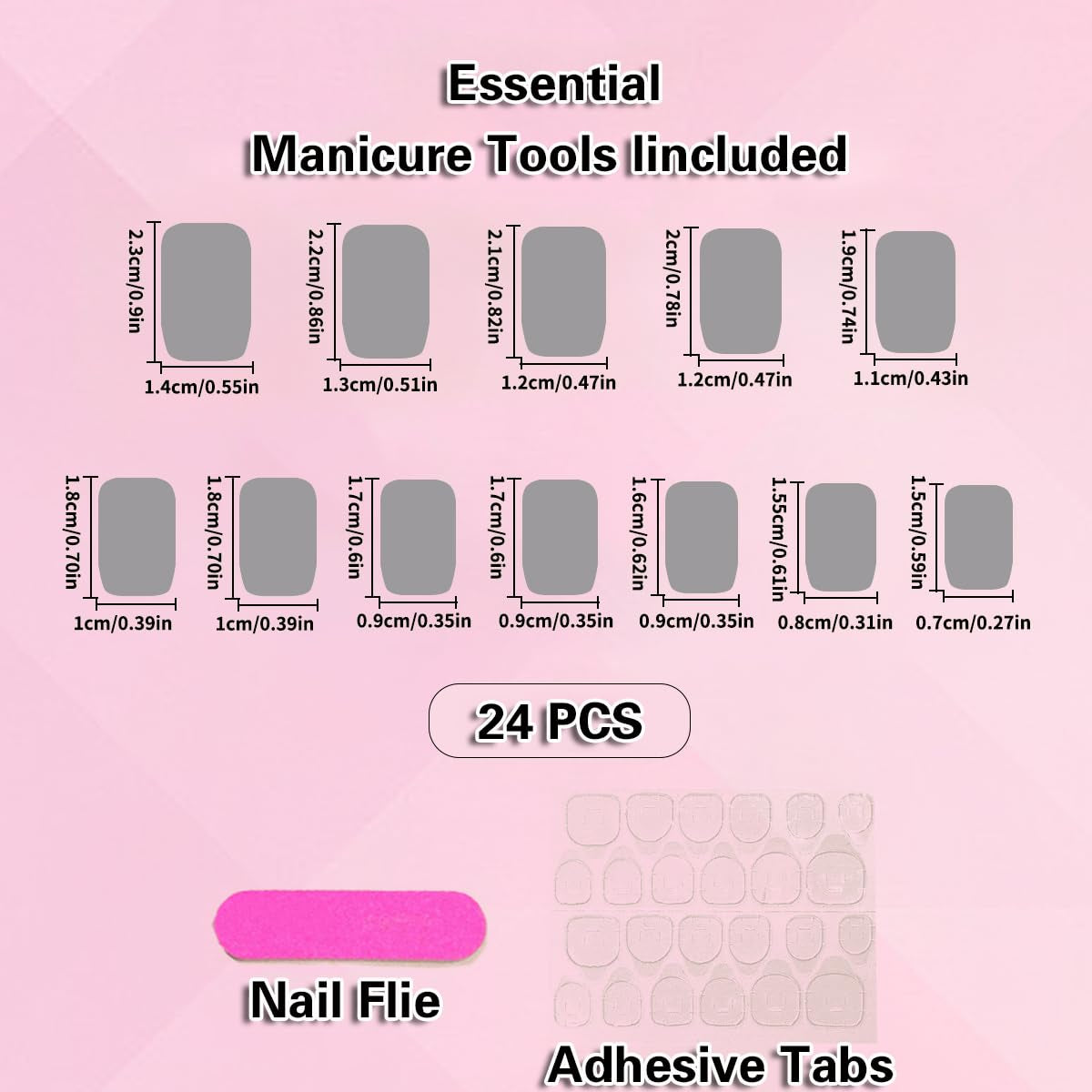 French Tip Press on Nails Square Medium Long Brown Pink Heart Rhinestone Fake Nails Women Glue on Nails Acrylic Gel Stick on Nails Glitter Fantasy False Nails Wedding Birthday