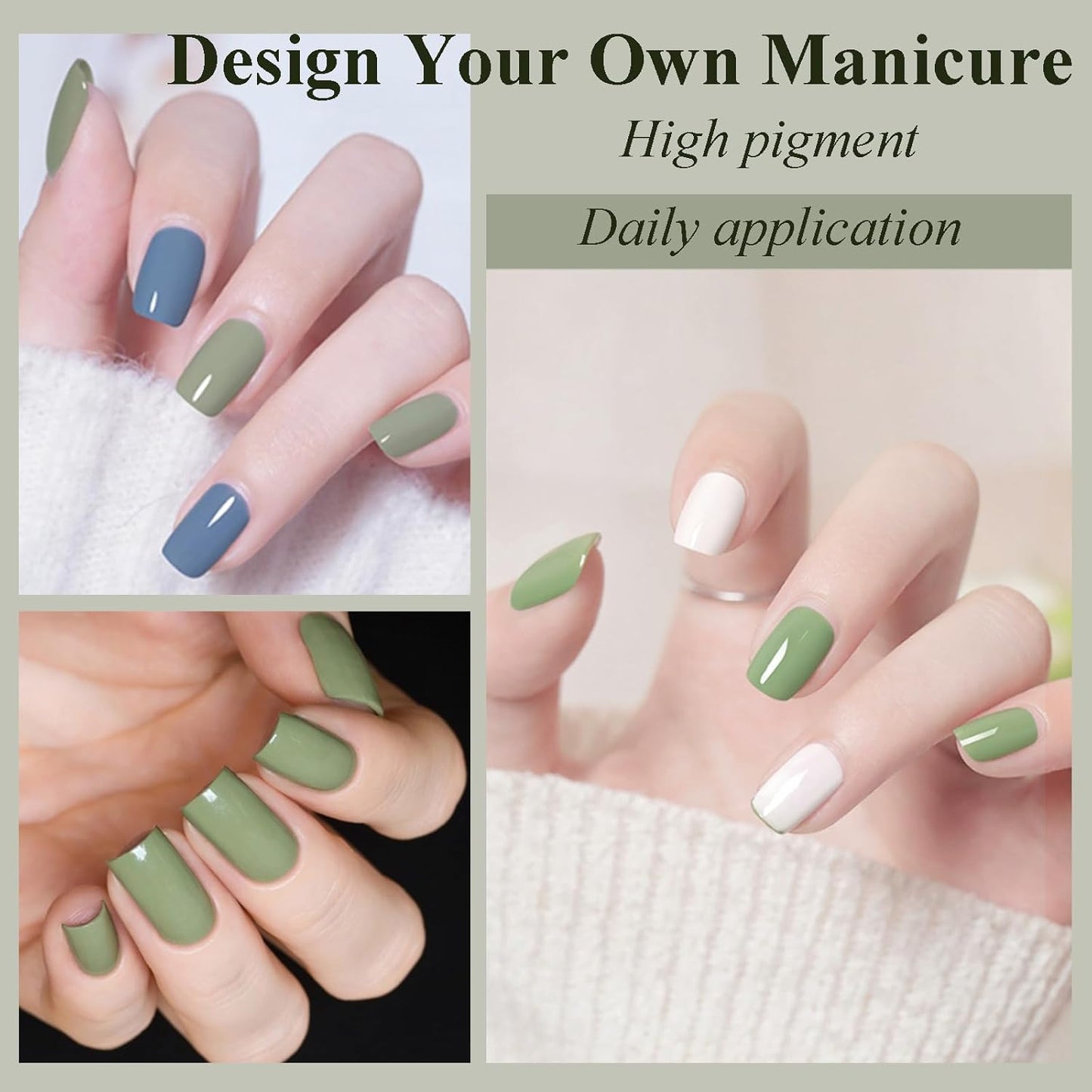 Fresh Green Fingernail Polish - Sage Green Nail Polish - Chip Resistant Long Lasting Nail Polish - Air Dry Quick Dry Nail Polish - Nail Lacquer Nail Art Polish for Manicure DIY