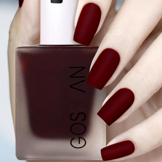 Dark Red Matte Nail Polish, Blood Red Nail Polish Matte, Quick Dry Frosted Cherry Red Gel Nail Polish, Velvet Nail Polish Cruelty Free, Matte Finish Nail Polish Red Shades