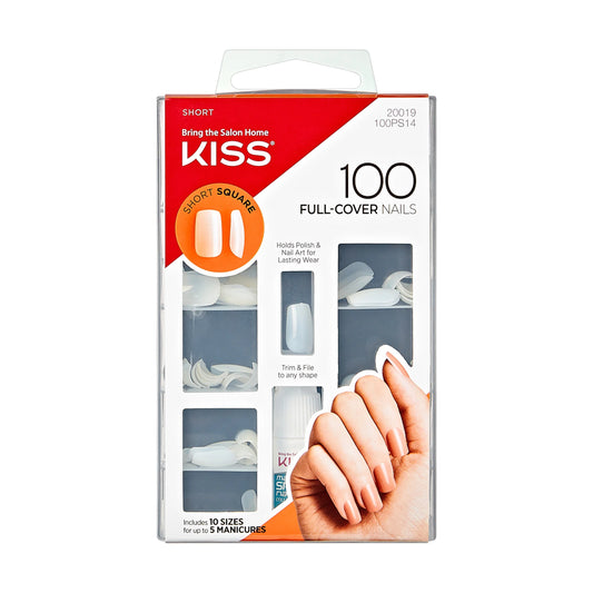 100 Acrylic Plain Full-Cover Nails (3 PACK, Short Square)