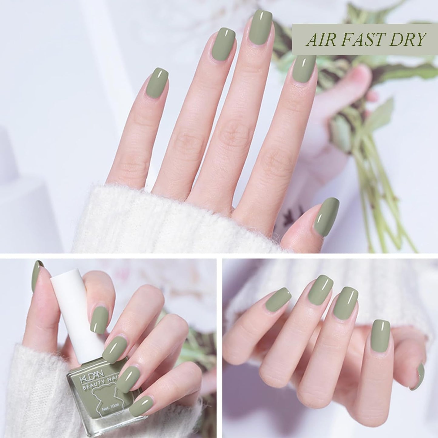 Fresh Green Fingernail Polish - Sage Green Nail Polish - Chip Resistant Long Lasting Nail Polish - Air Dry Quick Dry Nail Polish - Nail Lacquer Nail Art Polish for Manicure DIY