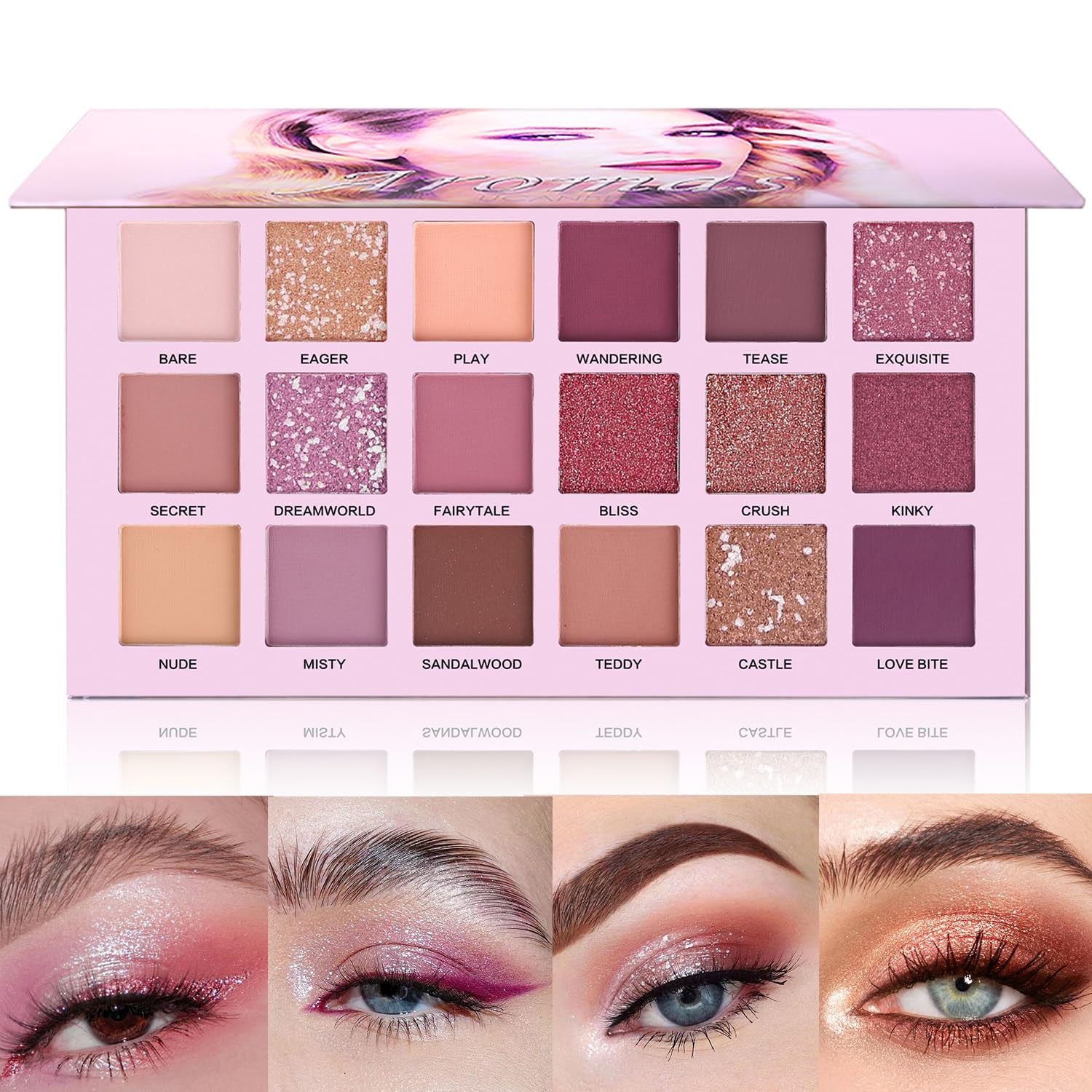 Professional 18 Colors Aromas Nude Eyeshadow Palette Long Lasting Multi Reflective Shimmer Matte Glitter Pressed Pearls Eye Shadow Makeup Pallet Kit