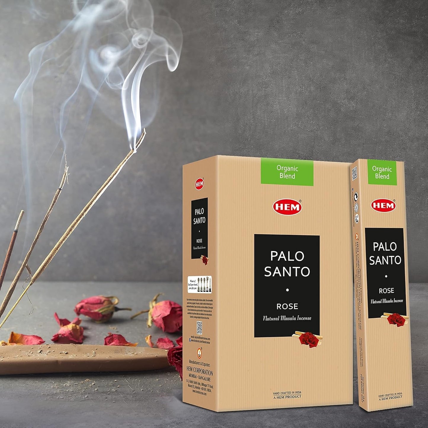 Palo Santo Rose Natural Masala Cleansing Incense Sticks - 12 Packets (15G Each)