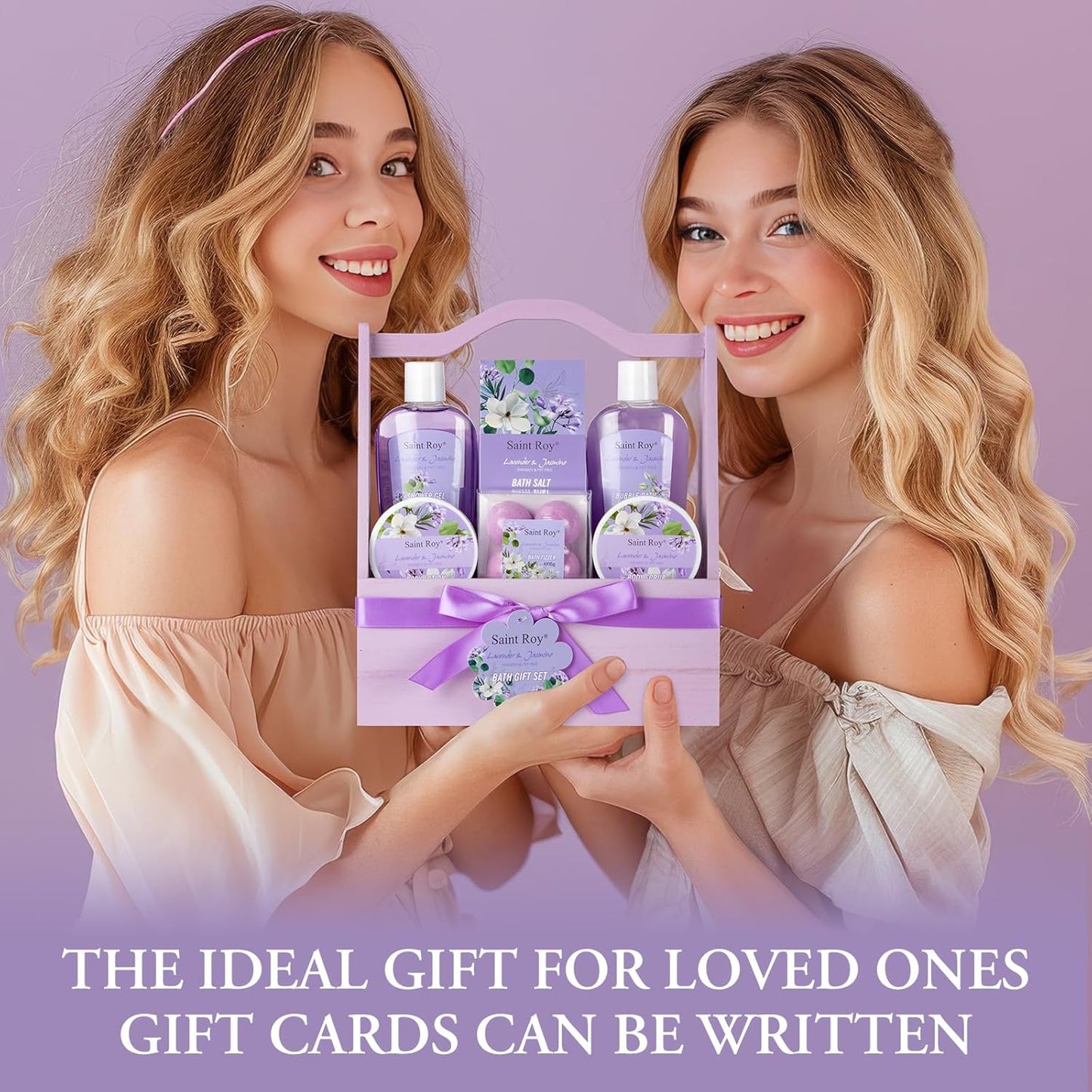 Valentines Day Gifts for Her Spa Gift Baskets for Women - 13Pcs Lavender Jasmine Luxury Spa Gift Set with Nourishing Birthday Gifts for Women, Mothers Day Gifts, Gift Set Bath Spa Basket