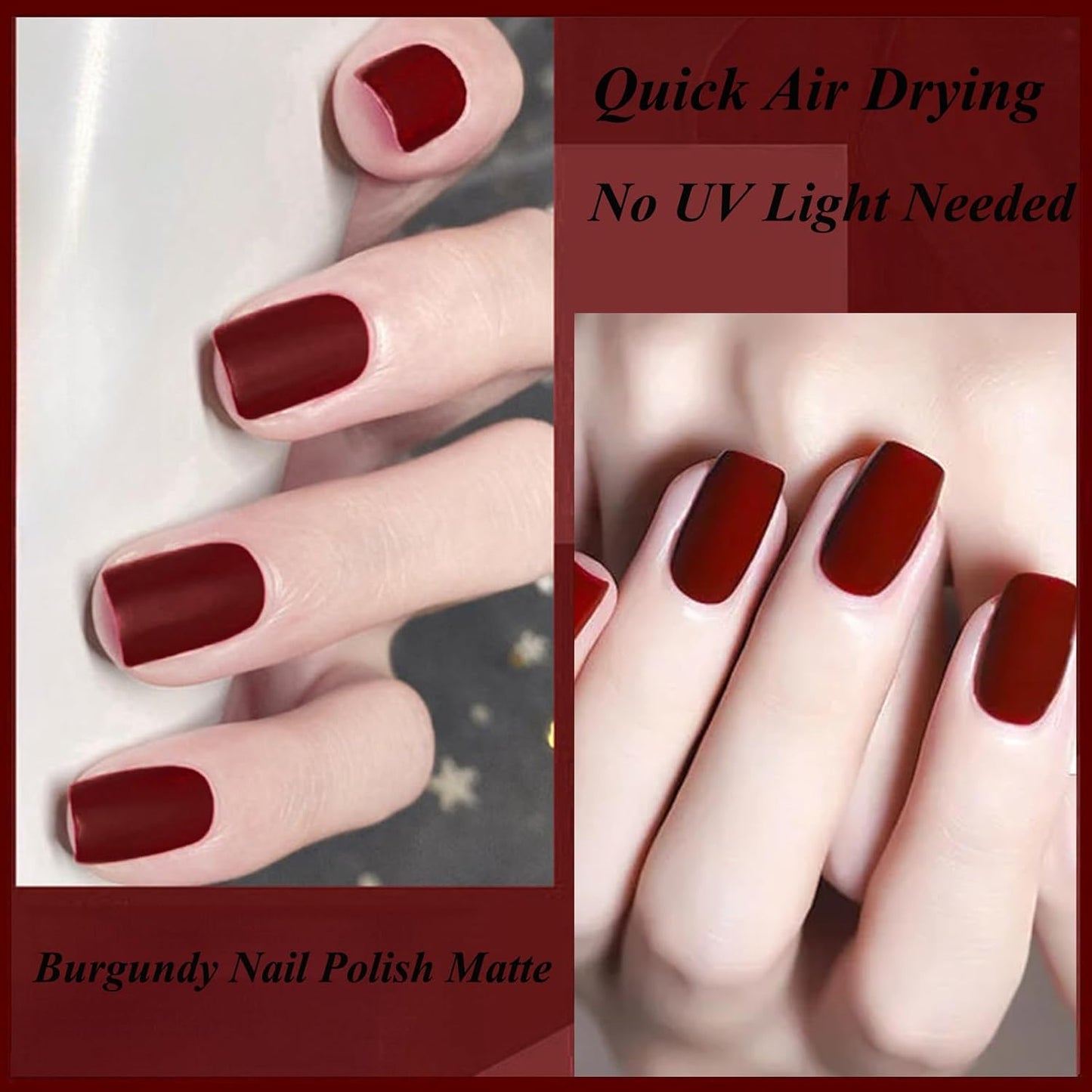 Dark Red Matte Nail Polish, Blood Red Nail Polish Matte, Quick Dry Frosted Cherry Red Gel Nail Polish, Velvet Nail Polish Cruelty Free, Matte Finish Nail Polish Red Shades