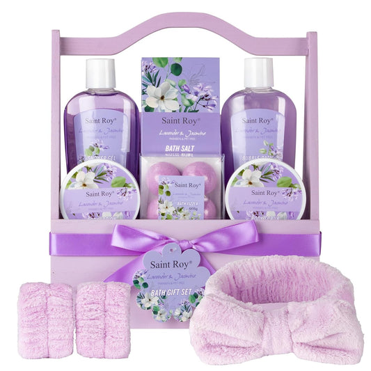 Valentines Day Gifts for Her Spa Gift Baskets for Women - 13Pcs Lavender Jasmine Luxury Spa Gift Set with Nourishing Birthday Gifts for Women, Mothers Day Gifts, Gift Set Bath Spa Basket