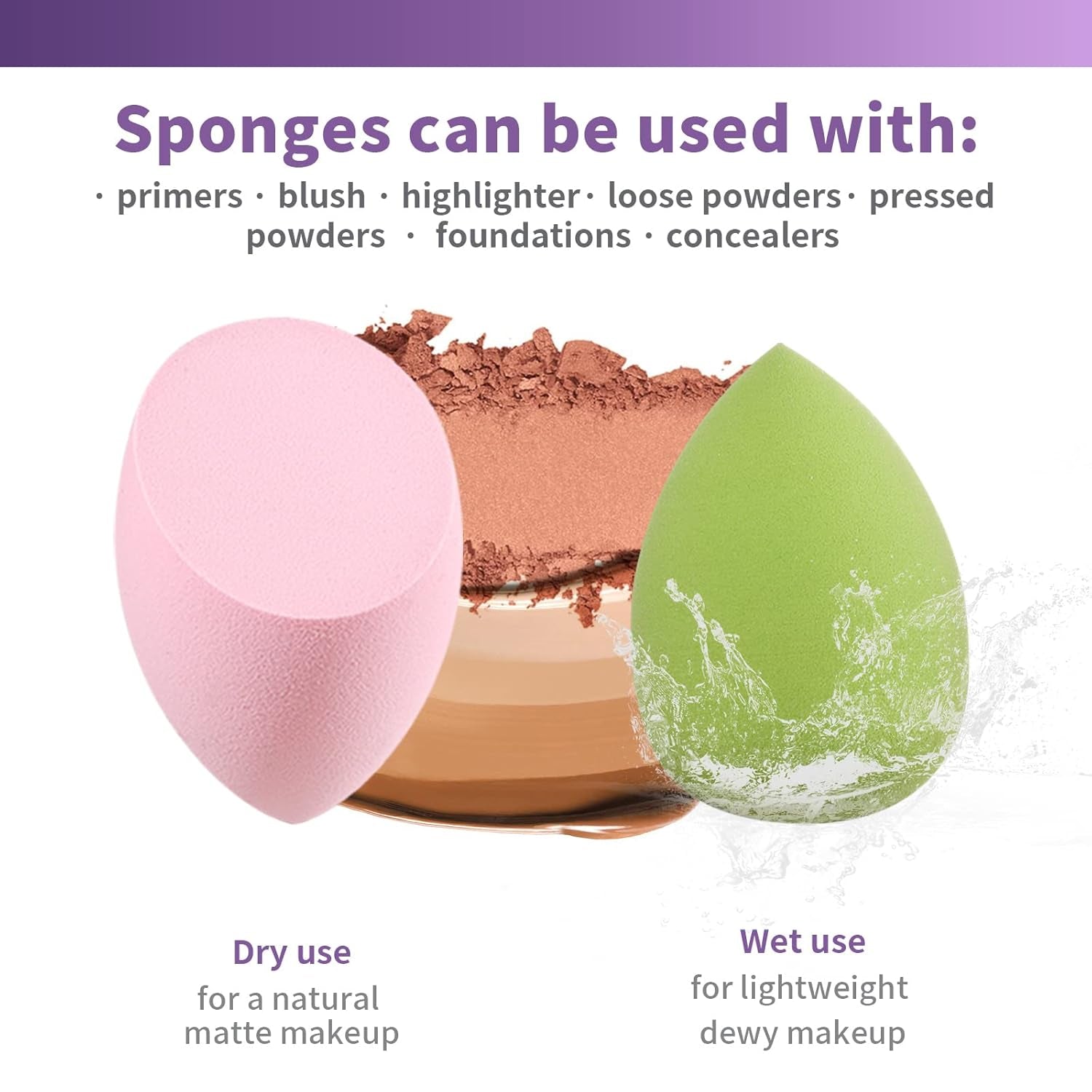 Makeup Setting Spray + Face Primer + Make up Sponge, Gel-Based Hydrating Primer, Lightweight, Long Lasting Matte Finishing Spray,Beauty Blender Set