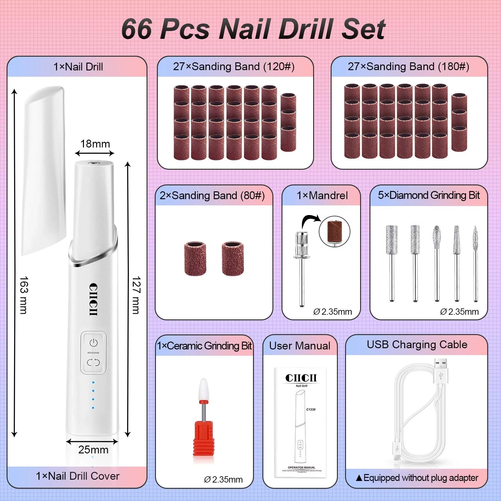 Professional Nail Drill Kit (66Pcs)