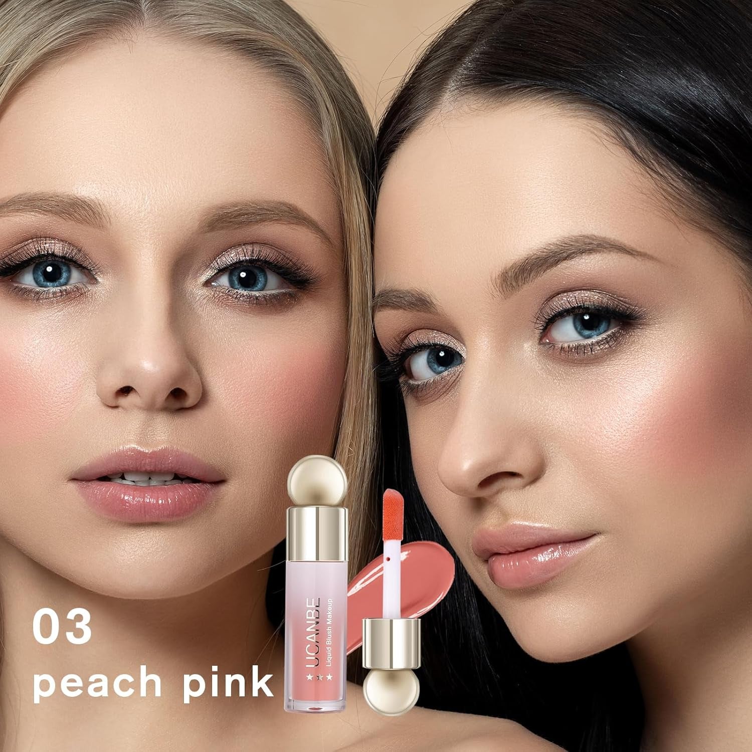 UCANBE 3 PCS Liquid Blush Makeup Set, Blendable Soft Cream Face Blush for Cheeks, Natural Matte Finish Looking Long-Wearing Smudge-Proof Moisturizing Makeup(01)