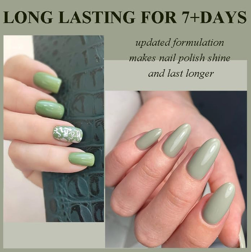 Fresh Green Fingernail Polish - Sage Green Nail Polish - Chip Resistant Long Lasting Nail Polish - Air Dry Quick Dry Nail Polish - Nail Lacquer Nail Art Polish for Manicure DIY