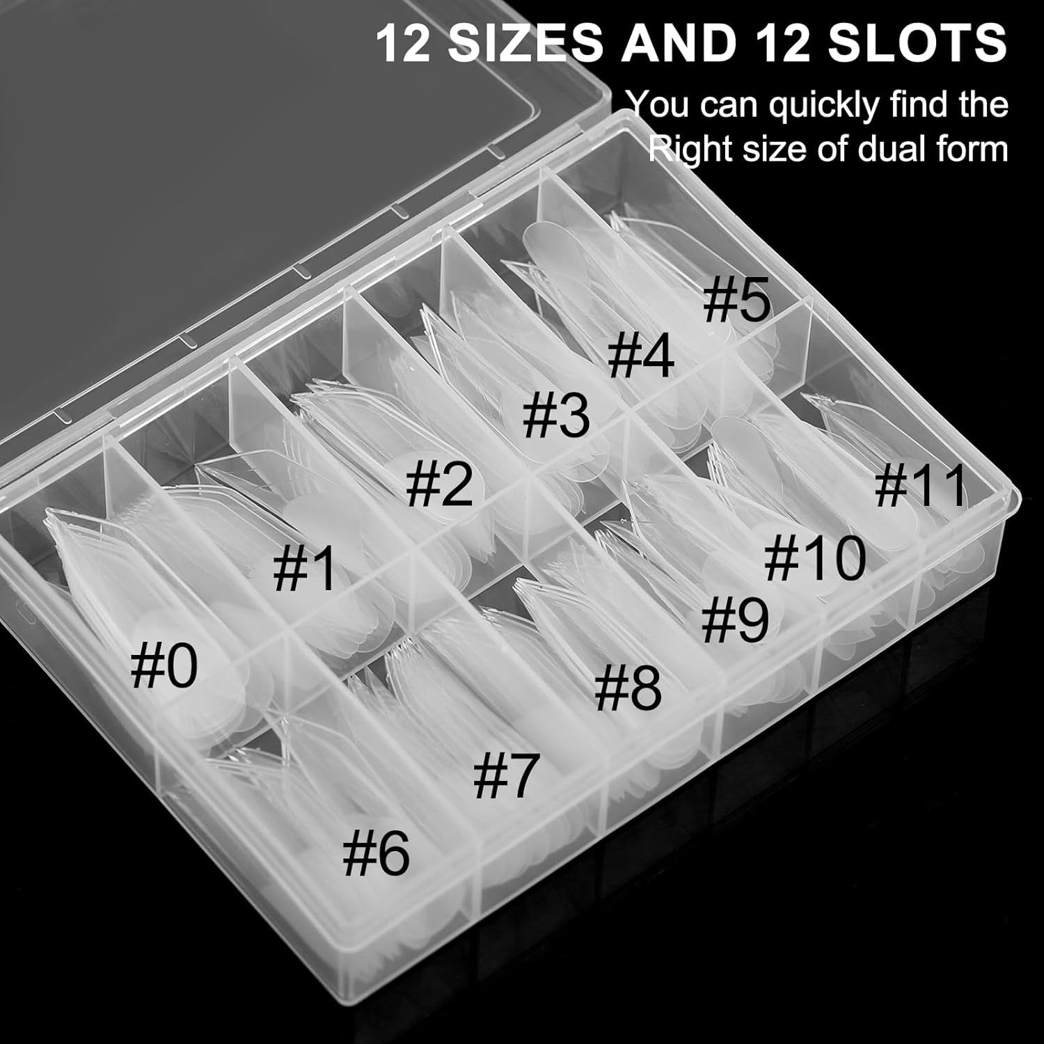 120Pcs Matte Dual Nail Forms,Pointed Shape Extension Poly Nail Gel Nail Forms Full Cover Nail Molds 12 Sizes for Solid Nail Gel Glue Nail Art Design Salon & DIY