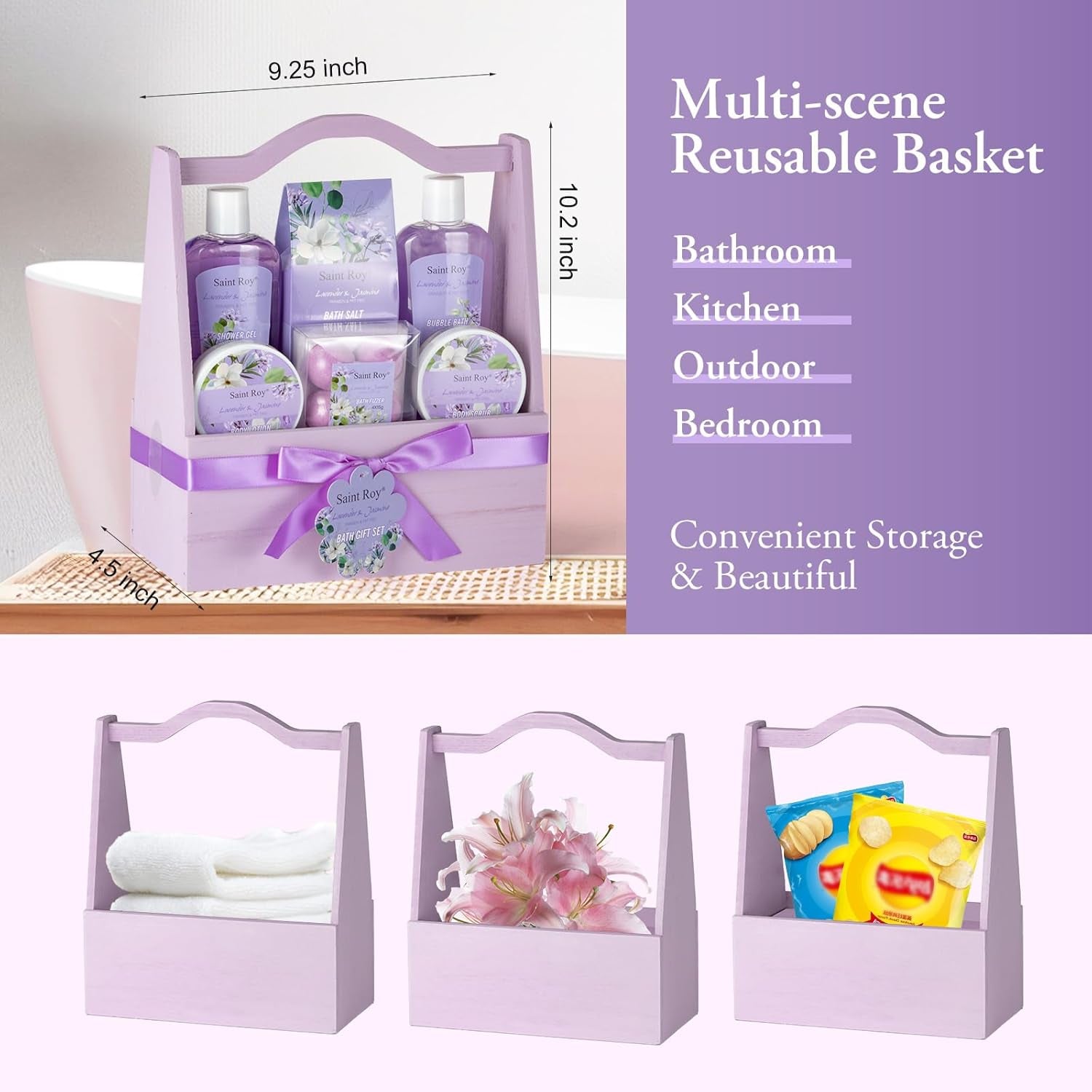 Valentines Day Gifts for Her Spa Gift Baskets for Women - 13Pcs Lavender Jasmine Luxury Spa Gift Set with Nourishing Birthday Gifts for Women, Mothers Day Gifts, Gift Set Bath Spa Basket