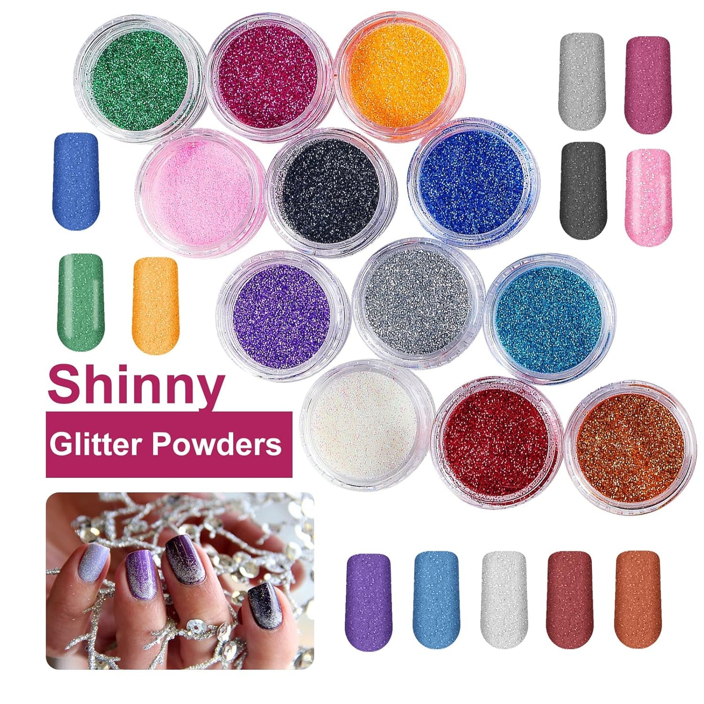 Nail Kit Set Professional Acrylic with Everything, 12 Glitter Acrylic Powder Kit Nail Art Tips Nail Art Decoration, DIY Nail Art Tool Nail Supplies Acrylic Nail Kit for Beginners (Professional)