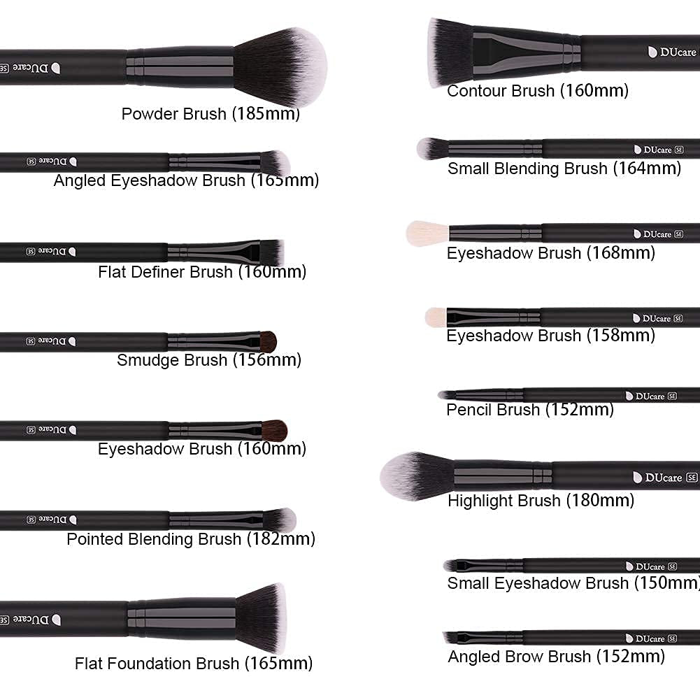 Makeup Brushes 15Pcs Premium Synthetic Kabuki Makeup Brush Set, Professional Foundation Concealers Powder Blush Blending Face Eye Shadows Black Brush Sets