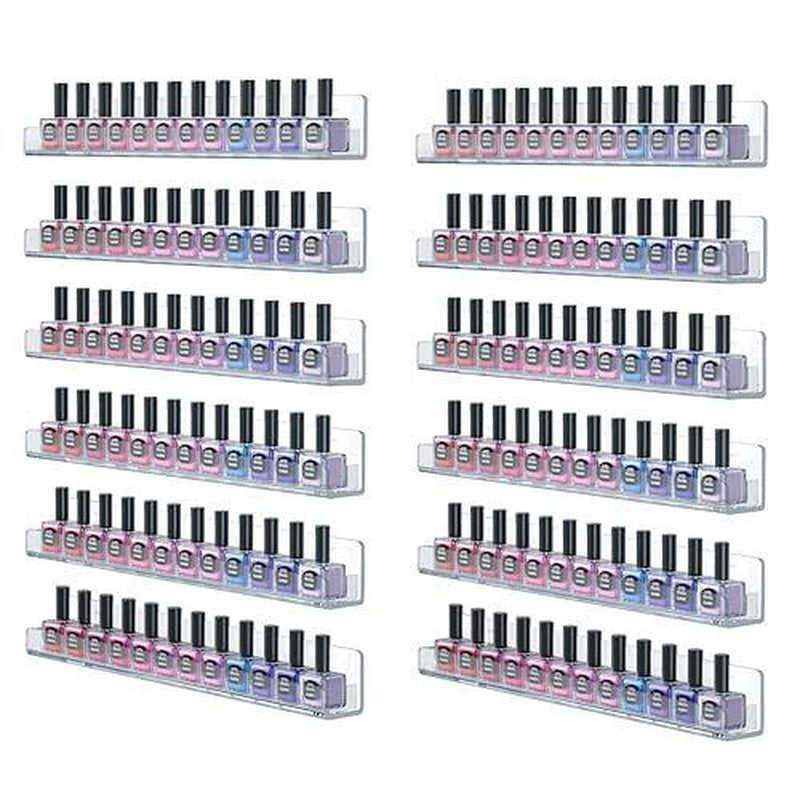 Nail Polish Wall Rack: Acrylic Clear Nail Polish Shelves - 12Pcs Nail Polish