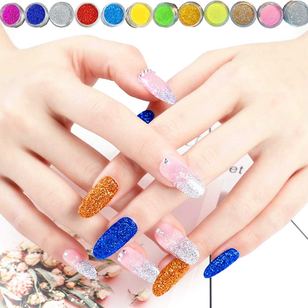 Nail Kit Set Professional Acrylic with Everything, 12 Glitter Acrylic Powder Kit Nail Art Tips Nail Art Decoration, DIY Nail Art Tool Nail Supplies Acrylic Nail Kit for Beginners (Professional)