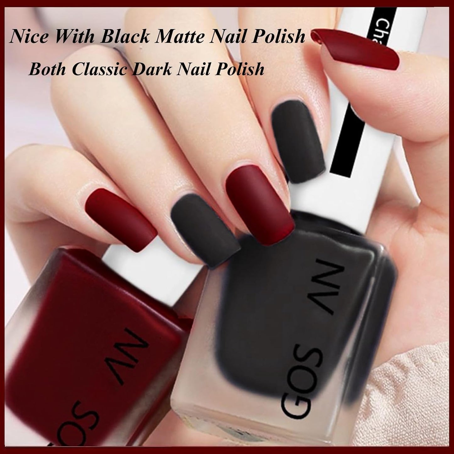 Dark Red Matte Nail Polish, Blood Red Nail Polish Matte, Quick Dry Frosted Cherry Red Gel Nail Polish, Velvet Nail Polish Cruelty Free, Matte Finish Nail Polish Red Shades