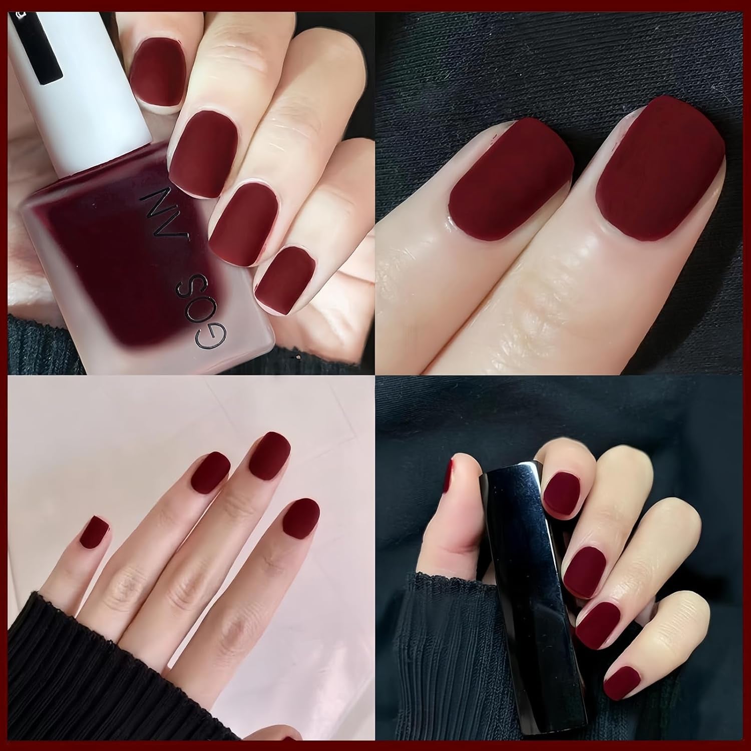 Dark Red Matte Nail Polish, Blood Red Nail Polish Matte, Quick Dry Frosted Cherry Red Gel Nail Polish, Velvet Nail Polish Cruelty Free, Matte Finish Nail Polish Red Shades