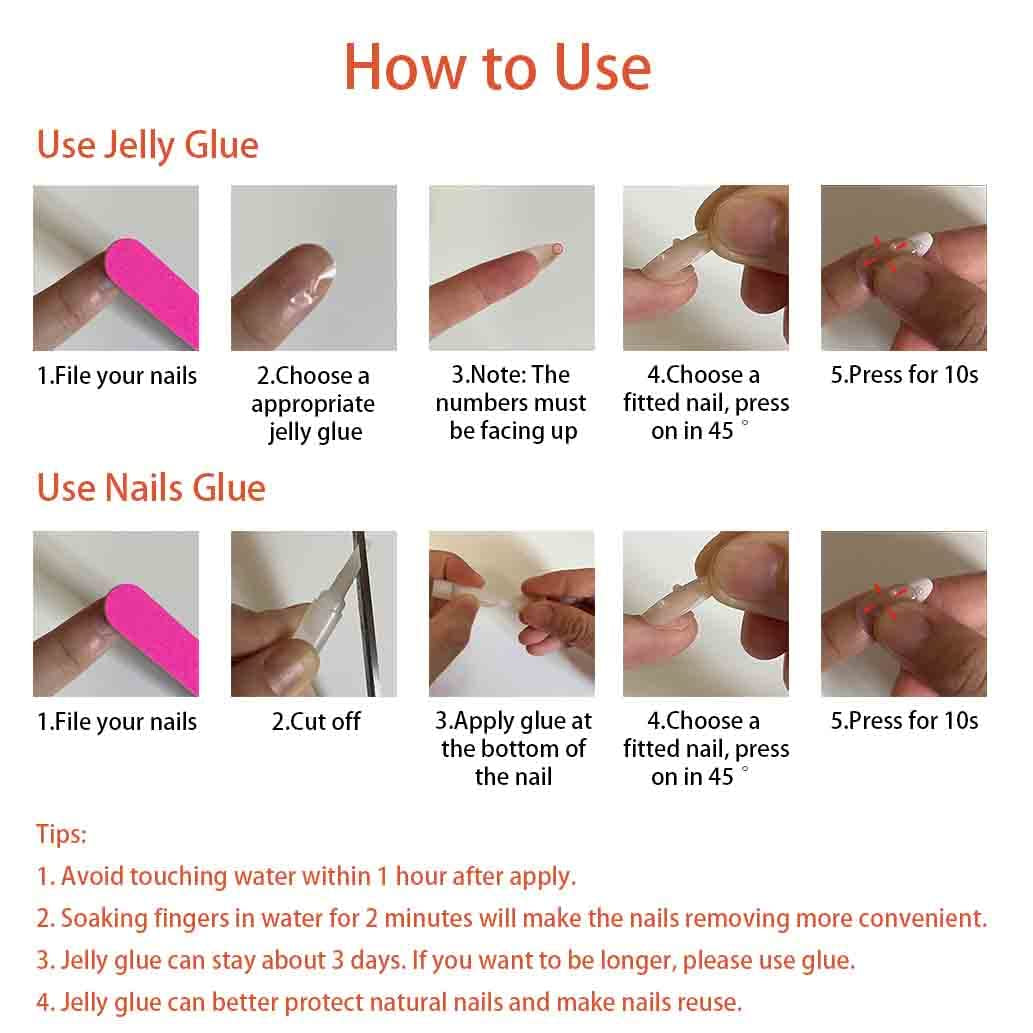 Almond Press on Nails Medium Fake Nails Nude Nails Glossy Stick on Nails Full Cover Nails 24 Pcs/Set (Medium Black & Nude Nails)