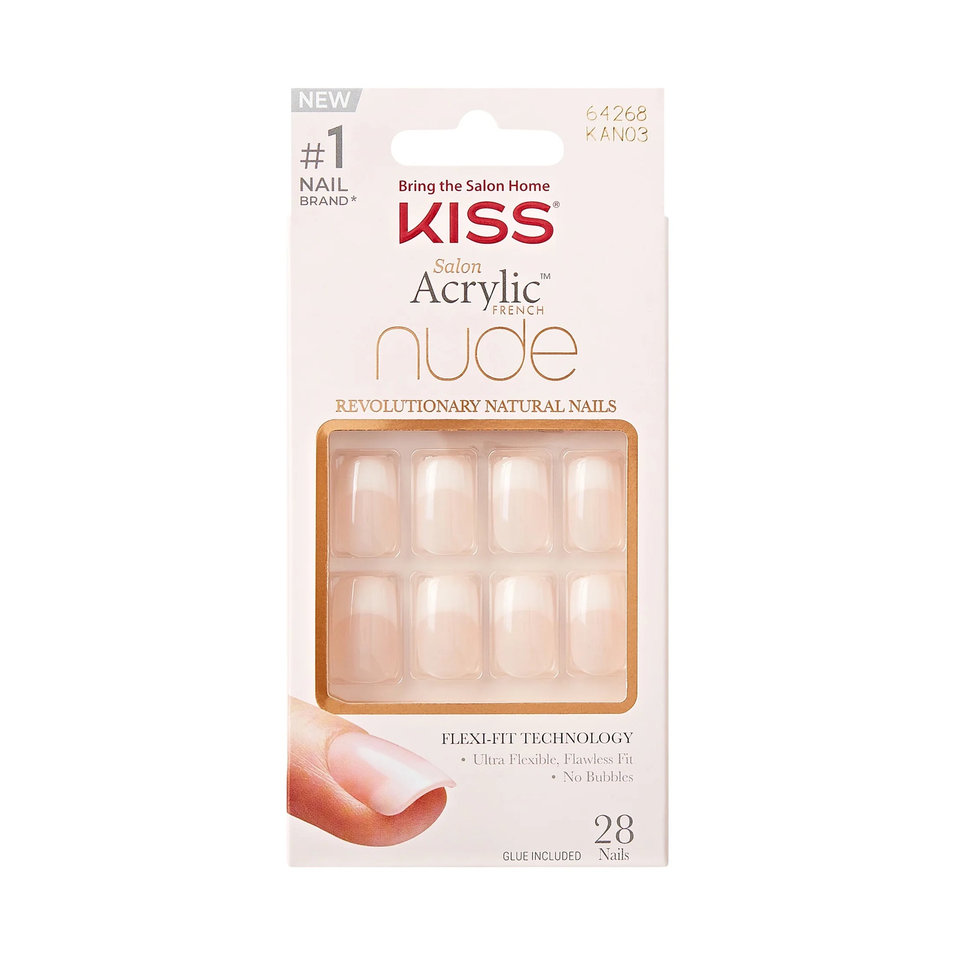 Salon Acrylic French Nude Press on Nails, Cashmere, Beige, Medium Squoval, 28 Count